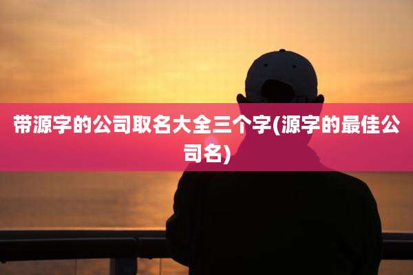 带源字的公司取名大全三个字(源字的最佳公司名)