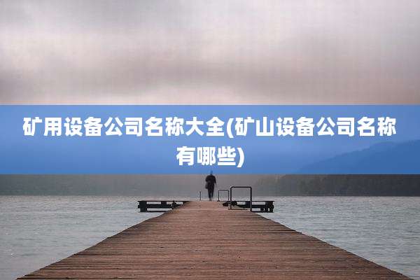 矿用设备公司名称大全(矿山设备公司名称有哪些)
