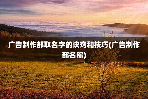 广告制作部取名字的诀窍和技巧(广告制作部名称)
