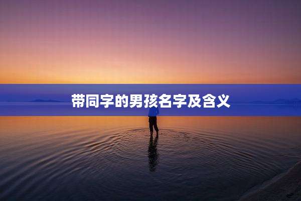 带同字的男孩名字及含义