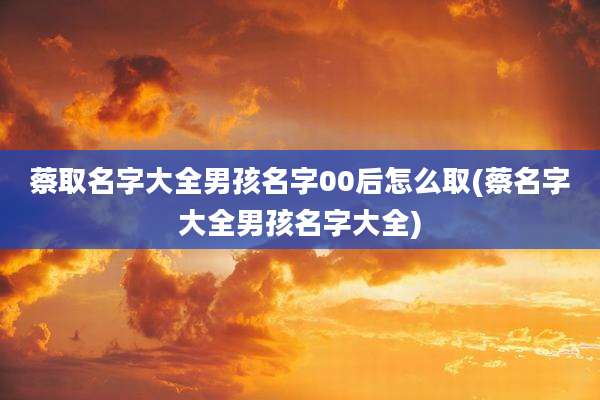 蔡取名字大全男孩名字00后怎么取(蔡名字大全男孩名字大全)