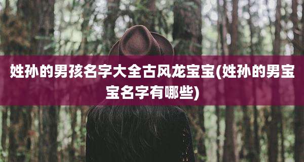 姓孙的男孩名字大全古风龙宝宝(姓孙的男宝宝名字有哪些)