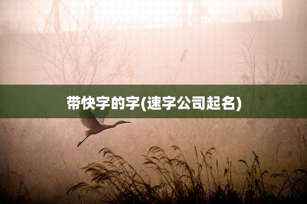 带快字的字(速字公司起名)