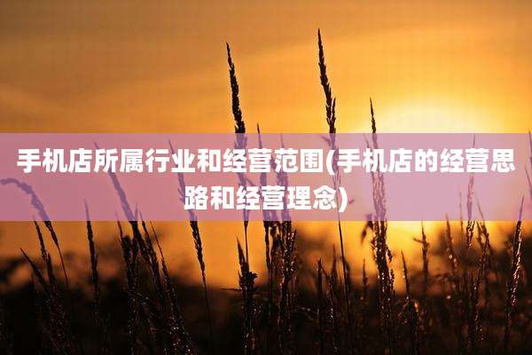 手机店所属行业和经营范围(手机店的经营思路和经营理念)