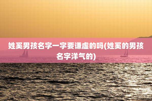 姓奚男孩名字一字要谦虚的吗(姓奚的男孩名字洋气的)