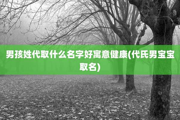男孩姓代取什么名字好寓意健康(代氏男宝宝取名)
