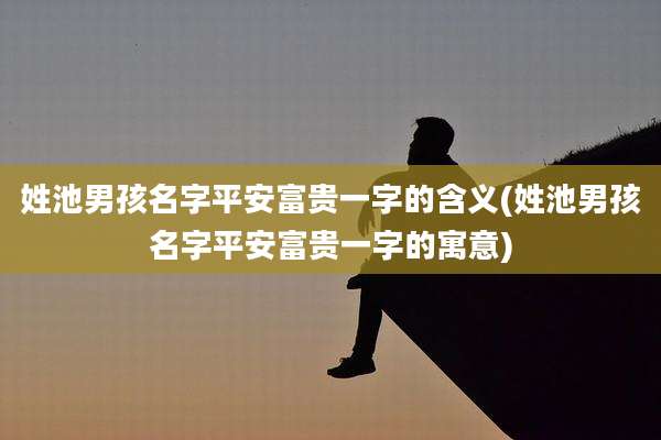 姓池男孩名字平安富贵一字的含义(姓池男孩名字平安富贵一字的寓意)