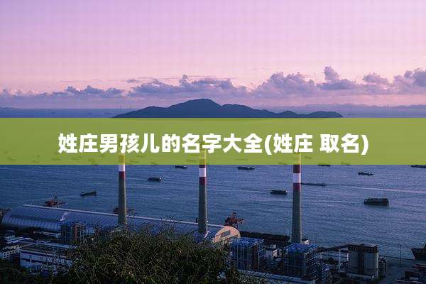 姓庄男孩儿的名字大全(姓庄 取名)