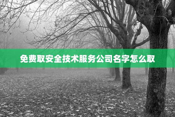 免费取安全技术服务公司名字怎么取