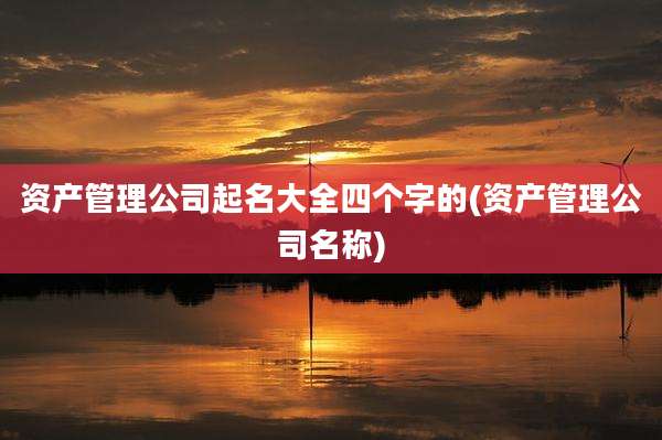 资产管理公司起名大全四个字的(资产管理公司名称)