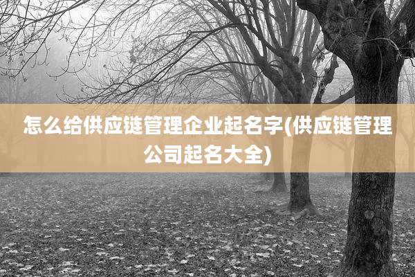 怎么给供应链管理企业起名字(供应链管理公司起名大全)