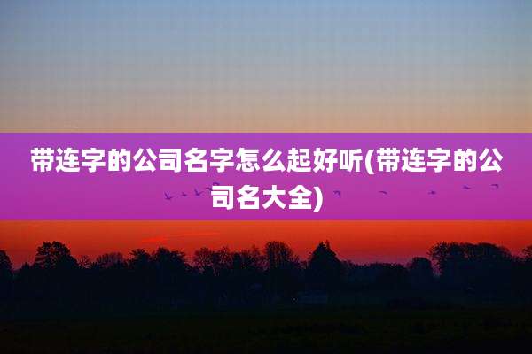 带连字的公司名字怎么起好听(带连字的公司名大全)