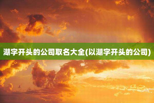 湖字开头的公司取名大全(以湖字开头的公司)