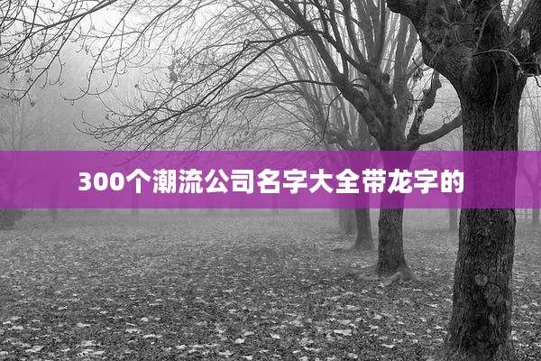 300个潮流公司名字大全带龙字的