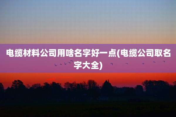 电缆材料公司用啥名字好一点(电缆公司取名字大全)