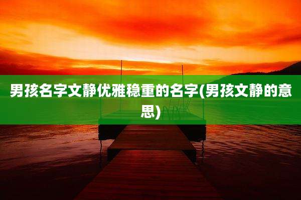 男孩名字文静优雅稳重的名字(男孩文静的意思)