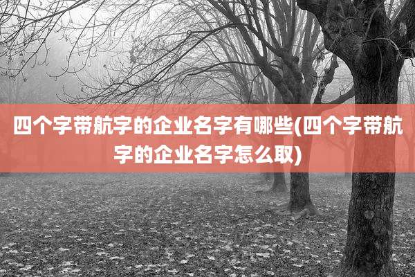 四个字带航字的企业名字有哪些(四个字带航字的企业名字怎么取)