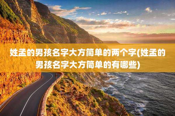 姓孟的男孩名字大方简单的两个字(姓孟的男孩名字大方简单的有哪些)