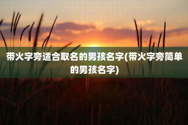带火字旁适合取名的男孩名字(带火字旁简单的男孩名字)