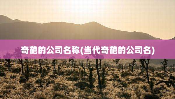 奇葩的公司名称(当代奇葩的公司名)