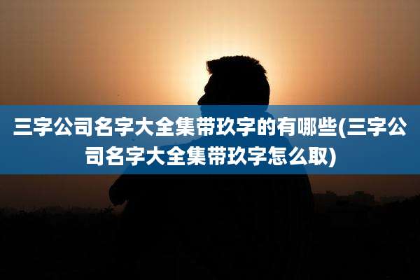 三字公司名字大全集带玖字的有哪些(三字公司名字大全集带玖字怎么取)