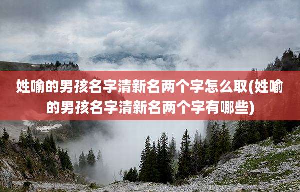 姓喻的男孩名字清新名两个字怎么取(姓喻的男孩名字清新名两个字有哪些)