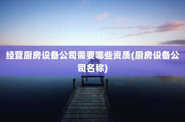 经营厨房设备公司需要哪些资质(厨房设备公司名称)