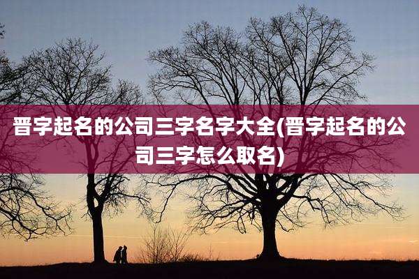 晋字起名的公司三字名字大全(晋字起名的公司三字怎么取名)