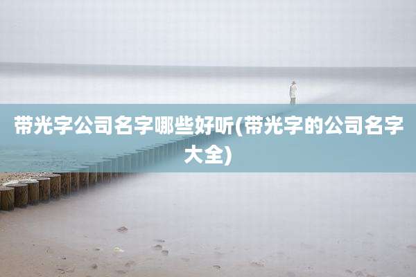 带光字公司名字哪些好听(带光字的公司名字大全)