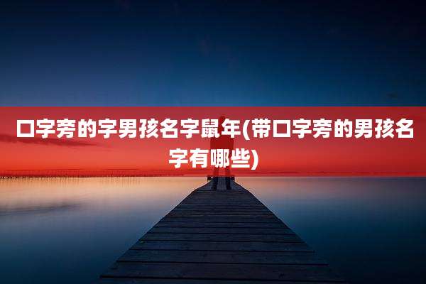 口字旁的字男孩名字鼠年(带口字旁的男孩名字有哪些)