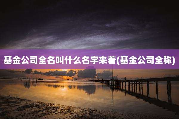 基金公司全名叫什么名字来着(基金公司全称)