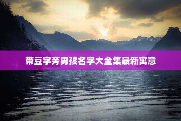 带豆字旁男孩名字大全集最新寓意