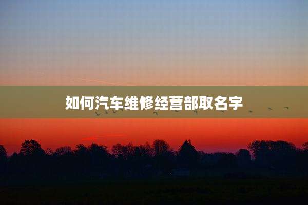 如何汽车维修经营部取名字