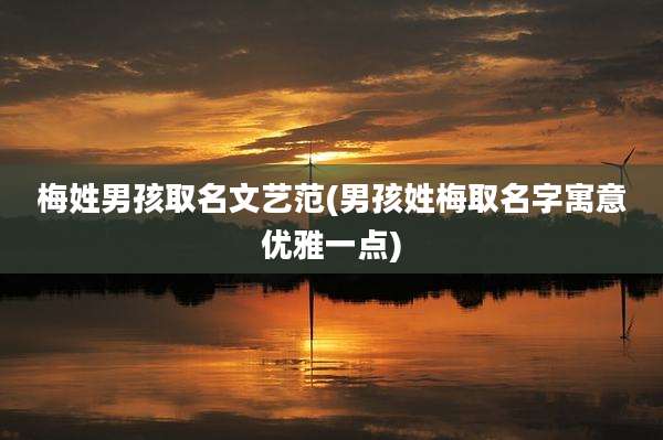 梅姓男孩取名文艺范(男孩姓梅取名字寓意优雅一点)