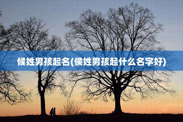 候姓男孩起名(侯姓男孩起什么名字好)