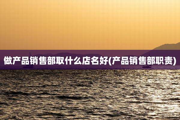 做产品销售部取什么店名好(产品销售部职责)