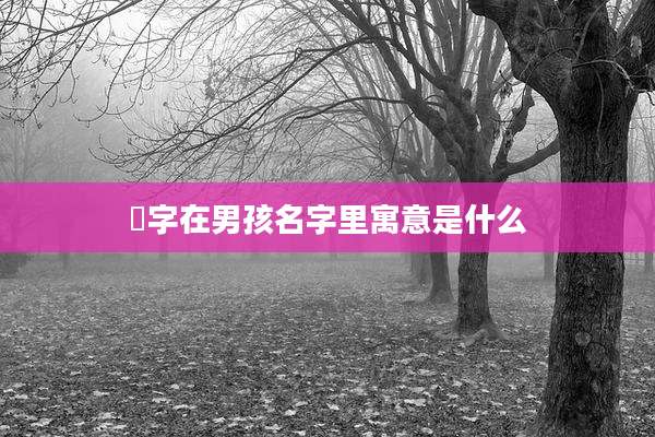 芃字在男孩名字里寓意是什么
