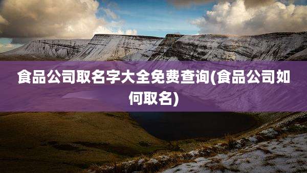 食品公司取名字大全免费查询(食品公司如何取名)