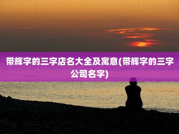 带辉字的三字店名大全及寓意(带辉字的三字公司名字)