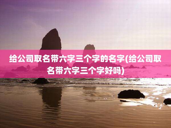 给公司取名带六字三个字的名字(给公司取名带六字三个字好吗)