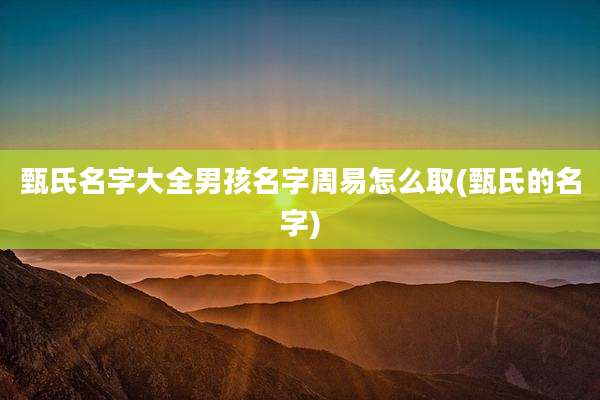 甄氏名字大全男孩名字周易怎么取(甄氏的名字)