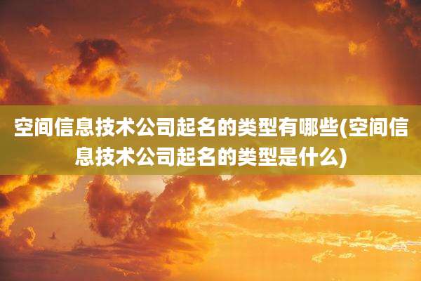 空间信息技术公司起名的类型有哪些(空间信息技术公司起名的类型是什么)