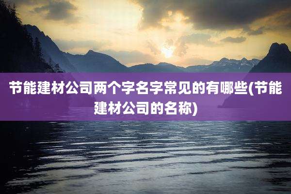 节能建材公司两个字名字常见的有哪些(节能建材公司的名称)