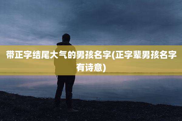 带正字结尾大气的男孩名字(正字辈男孩名字有诗意)