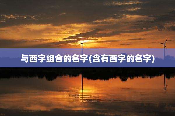 与西字组合的名字(含有西字的名字)