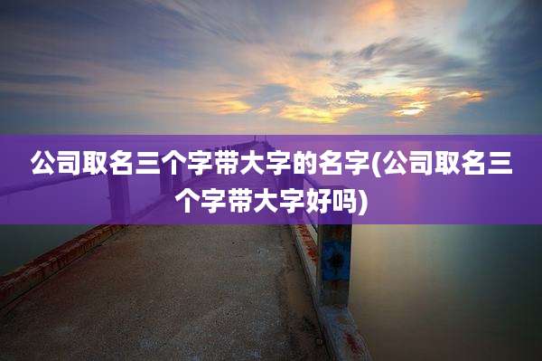 公司取名三个字带大字的名字(公司取名三个字带大字好吗)
