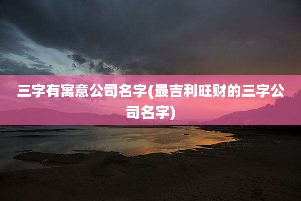 三字有寓意公司名字(最吉利旺财的三字公司名字)