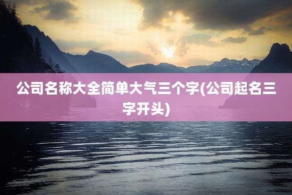 公司名称大全简单大气三个字(公司起名三字开头)
