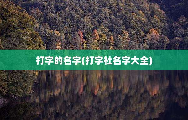 打字的名字(打字社名字大全)
