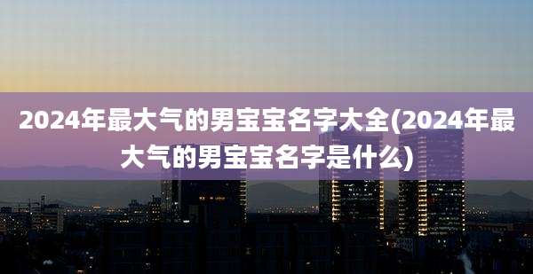 2024年最大气的男宝宝名字大全(2024年最大气的男宝宝名字是什么)
